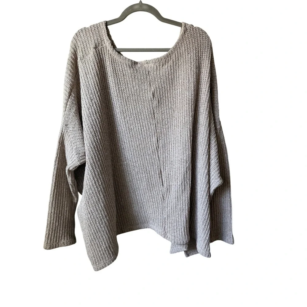 Thulah Tan Beige Oversized Chunky Knit‎ Ribbed Sweater Womens Size XL Pullover - Picture 2 of 5